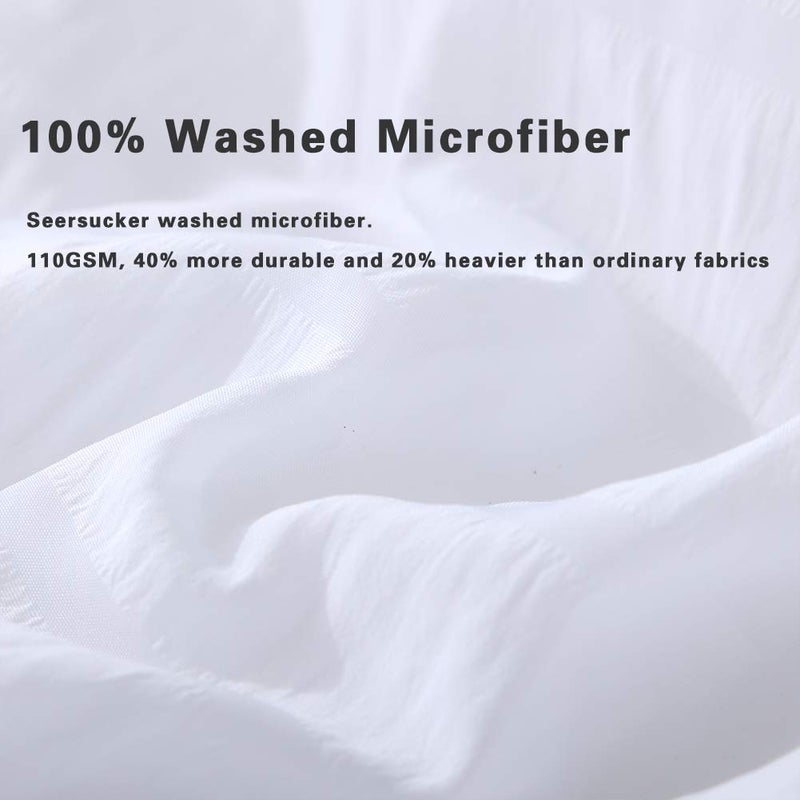 AveLom White Duvet Cover King (104 x 90 inches), 3 Pieces (1 Duvet Cover + 2 Pillow Cases), Seersucker Textured Ultra Soft Washed Microfiber, Textured Duvet Cover with Zipper Closure, Corner Ties - Image 4